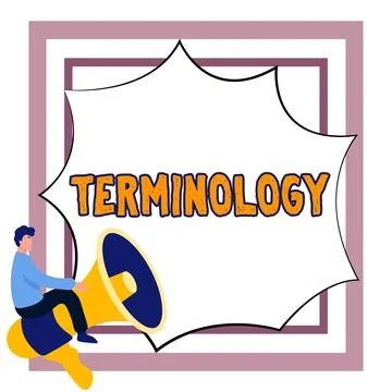 Conceptual caption Terminology. Word for Terms used with particular technical Illustrazione stock