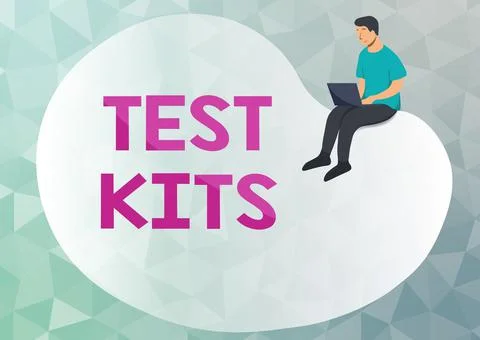 Conceptual caption Test Kits. Business idea tools used to detect the presence of Stock Illustration