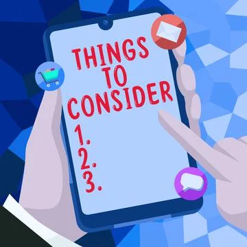 Conceptual caption Things To Consider. Business approach list to check or do it Stock Illustration