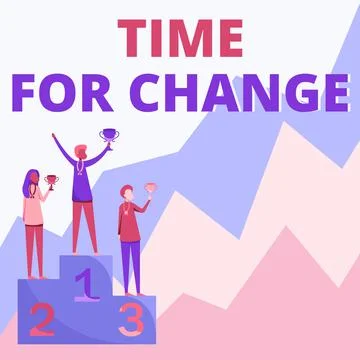 Conceptual caption Time For Change. Internet Concept Changing Moment Evolution Stock Illustration