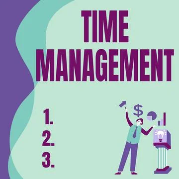 Conceptual caption Time Management. Business idea Schedule Planned for Job Stock Illustration