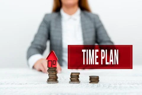 Conceptual caption Time Plan. Word Written on a system for paying for goods by Fotos Stock