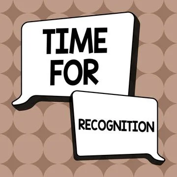 Conceptual caption Time For Recognition. Word for Acknowledgement Interval Stock Illustration