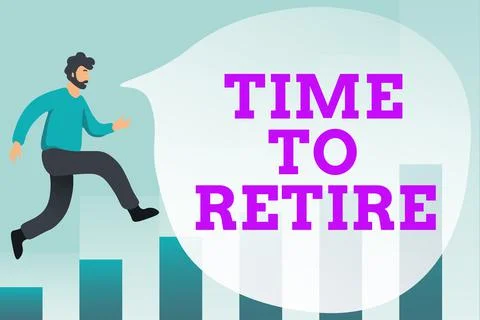 Conceptual caption Time To Retire. Concept meaning bank savings account Illustrazione stock