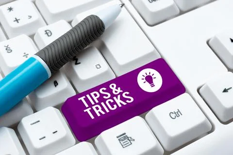 Conceptual caption Tips And Tricks. Word for Steps Lifehacks Handy advice Stock Photos