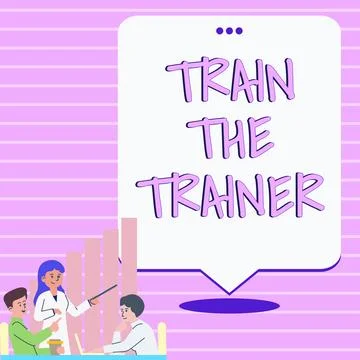 Conceptual caption Train The Trainer. Business showcase identified to teach Illustration