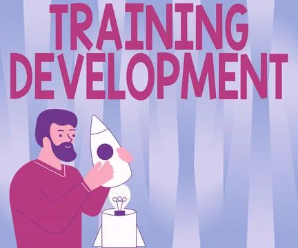 Conceptual caption Training Development. Concept meaning Learn and Expand skills Illustrazione stock