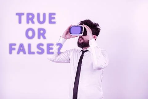 Conceptual caption True Or Falsequestion. Business idea series of statements to Stock Photos