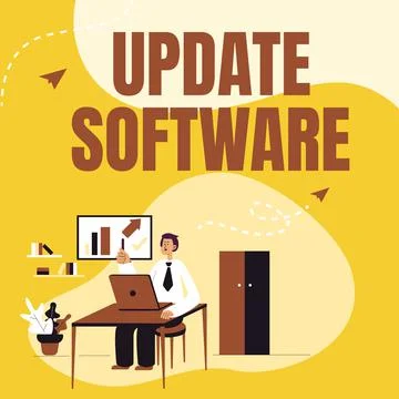 Conceptual caption Update Software. Business idea replacing program with a newer Stock-Illustration
