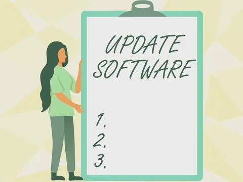 Conceptual caption Update Software. Business overview an application patch Stockillustratie