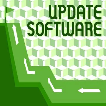 Conceptual caption Update Software. Business showcase replacing program with a 库存插图