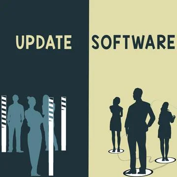 Conceptual caption Update Software, Business showcase an application patch fi Illustrazione stock