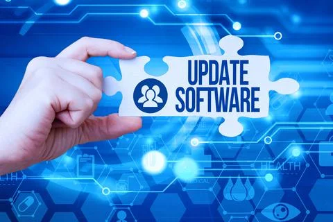 Conceptual caption Update Software. Internet Concept replacing program with a Foto stock