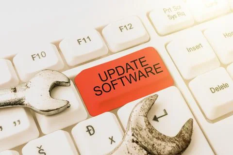 Conceptual caption Update Software. Internet Concept replacing program with a Stock Photos