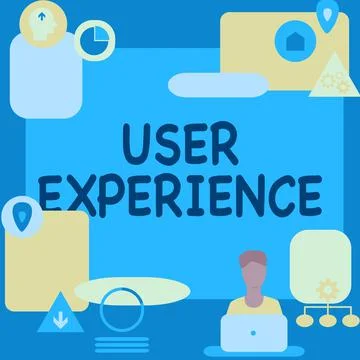 Conceptual caption User Experience. Business showcase using website especially Stock Illustration