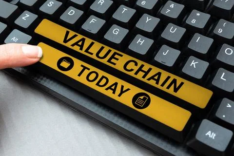 Conceptual caption Value Chain. Business overview set of functional activities Stock Photos