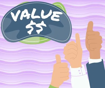 Conceptual caption Value Dolar. Business approach the worth of the process id of Stock Illustration