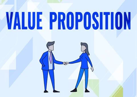 Conceptual caption Value Proposition. Business overview innovation service Illustrazione stock
