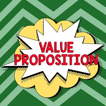 Conceptual caption Value Proposition. Word for service make company or product 스톡 일러스트