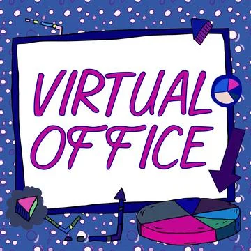 Conceptual caption Virtual Office. Business concept Mobile work-environment Stockillustratie