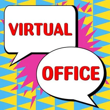 Conceptual caption Virtual Office. Internet Concept Mobile work-environment Stockillustratie