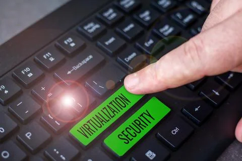 Conceptual caption Virtualization Security. Internet Concept application of Foto stock