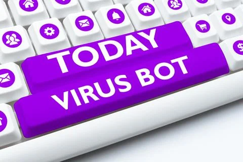 Conceptual caption Virus Bot. Business showcase malicious self-propagating 库存照片