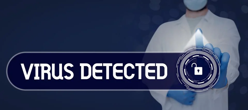 Conceptual caption Virus DetectedA computer program used to prevent and remove Stock Photos