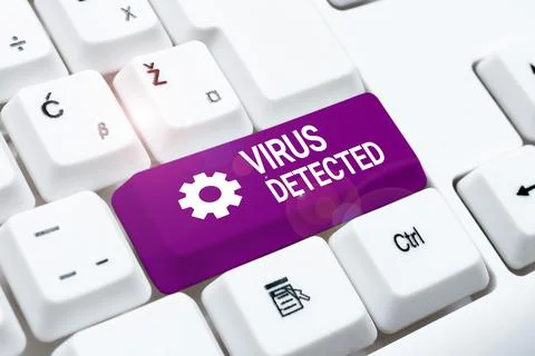 Conceptual caption Virus DetectedA computer program used to prevent and remove Stock Photos
