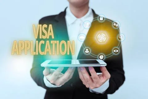 Conceptual caption Visa Application. Business idea an process of getting an Stock Photos