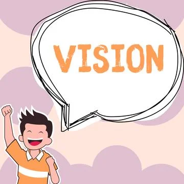 Conceptual caption Vision. Business overview Being able to see Objective Stock Illustration