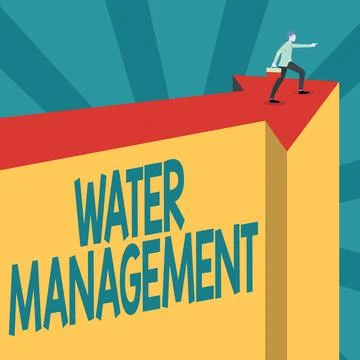 Conceptual caption Water Management. Internet Concept optimum use of water Stock Illustration