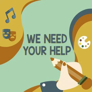 Conceptual caption We Need Your HelpService Assistance Support Avail Benefit Aid Ilustración de archivo
