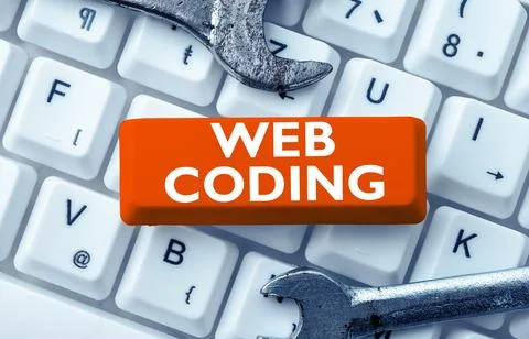 Conceptual caption Web Coding. Business approach work involved in developing a 写真素材