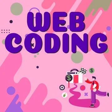 Conceptual caption Web Coding. Conceptual photo work involved in developing a Illustrazione stock