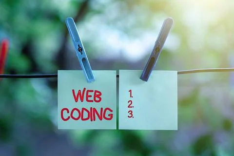 Conceptual caption Web Coding. Internet Concept a system of symbols and rules Stock Photos