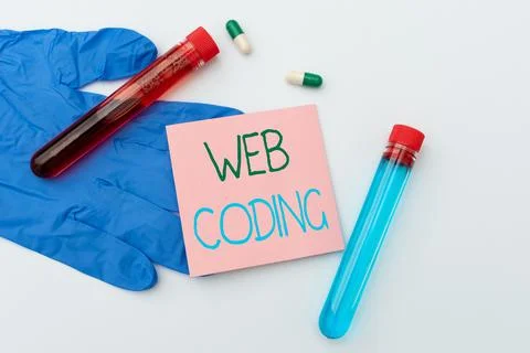 Conceptual caption Web Coding. Word Written on a system of symbols and rules Stock Photos