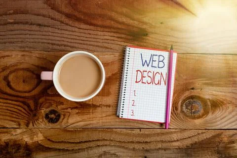 Conceptual caption Web Design. Concept meaning website creation which includes Foto stock