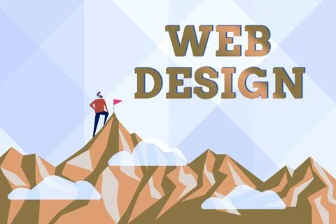 Conceptual caption Web Design. Conceptual photo website creation which includes Stock-Illustration