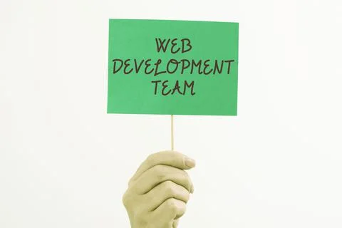 Conceptual caption Web Development Team. Word for in control of all the 스톡 사진