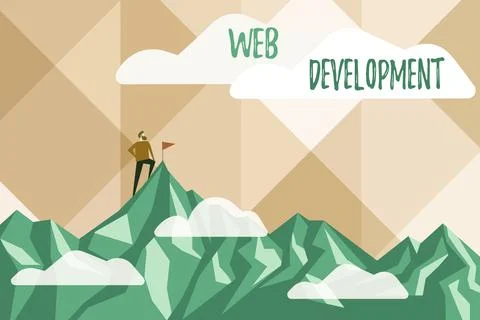 Conceptual caption Web Development. Word Written on work involved in developing イラスト素材