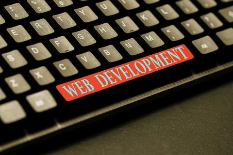 Conceptual caption Web Development. Word Written on work involved in developing Stock Photos