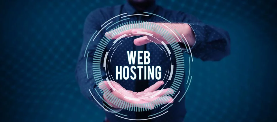 Conceptual caption Web Hosting. Concept meaning The activity of providing Foto stock