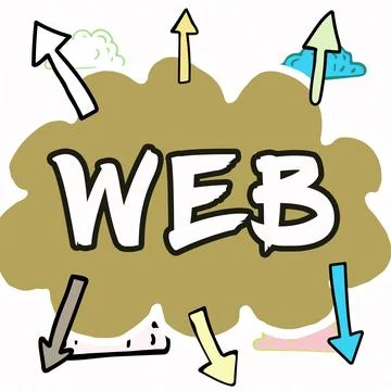Conceptual caption Web. Internet Concept a system of Internet servers that Stock Illustration