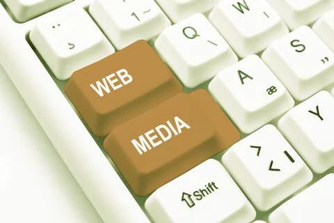 Conceptual caption Web Media. Word for audio and visual forms of communication Stockfoto's