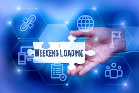 Conceptual caption Weekend Loading. Business approach Starting Friday party 스톡 사진