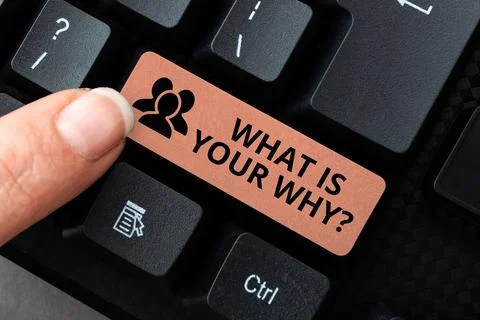 Conceptual caption What Is Your Why Question. Concept meaning What Is Your Why Foto stock
