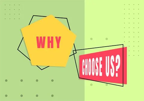 Conceptual caption Why Choose Us. Business idea Reasons for choosing our brand Ilustração Stock