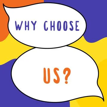 Conceptual caption Why Choose Us. Business approach Reasons for choosing our Ilustração Stock