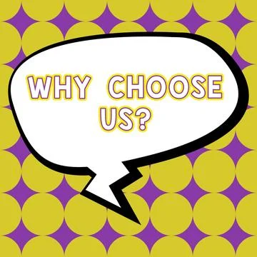 Conceptual caption Why Choose Us. Business overview Reasons for choosing our Ilustração Stock
